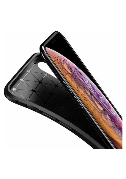 Iphone Xs Max Karbon Görünüm Negro Silikon Kılıf Ekran Koruyucu