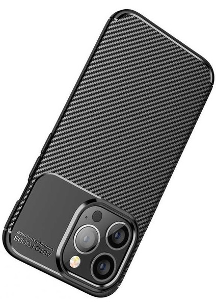 Iphone 13 Pro Max Karbon Görünüm Negro Silikon Kılıf Ekran Koruyucu