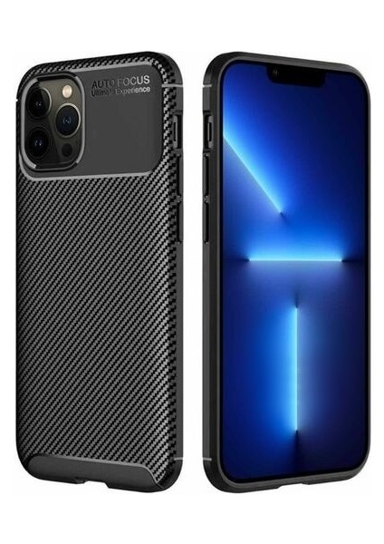 Iphone 13 Pro Max Karbon Görünüm Negro Silikon Kılıf Ekran Koruyucu
