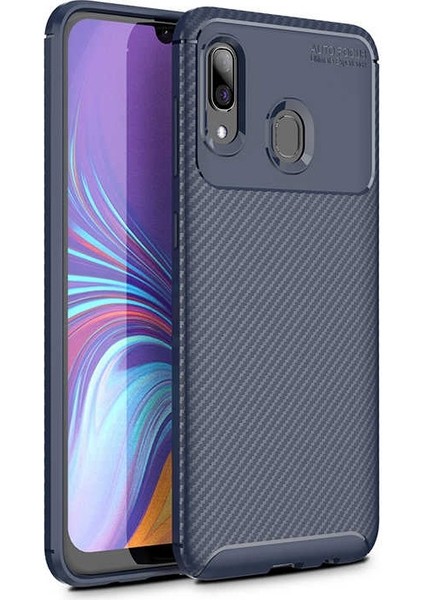Samsung Galaxy A40 Karbon Görünüm Negro Silikon Kılıf Ekran Koruyucu