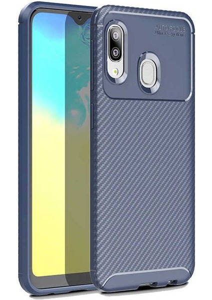 Samsung Galaxy A20E Karbon Görünüm Negro Silikon Kılıf Ekran Koruyucu