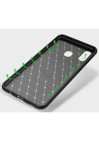 Samsung Galaxy A30 Karbon Görünüm Negro Silikon Kılıf Kırılmaz Ekran Koruyucu