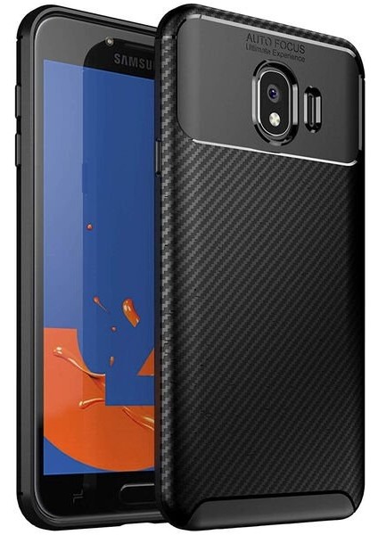 Samsung Galaxy J4 (SM-J400F) Karbon Görünüm Negro Silikon Kılıf Ekran Koruyucu