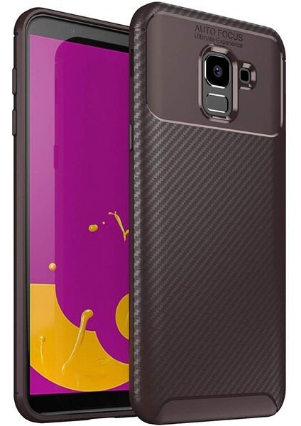 Samsung Galaxy J6 (SM-J600F) Karbon Görünüm Negro Silikon Kılıf Ekran Koruyucu