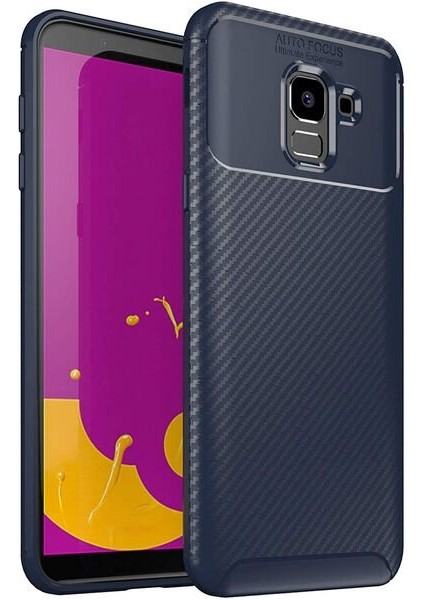 Samsung Galaxy J6 (SM-J600F) Karbon Görünüm Negro Silikon Kılıf Ekran Koruyucu