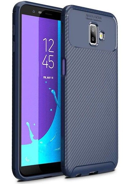 Samsung Galaxy J6 Plus (SM-J610F) Karbon Görünüm Negro Silikon Kılıf Ekran Koruyucu