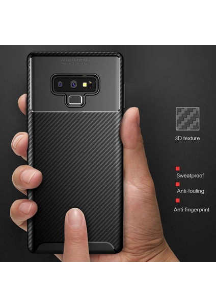 Samsung Galaxy Note 9 Karbon Görünüm Negro Silikon Kılıf Ekran Koruyucu