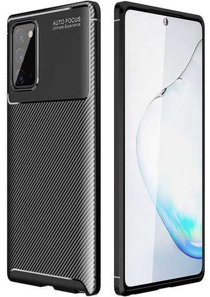 Samsung Galaxy Note 20 Karbon Görünüm Negro Silikon Kılıf Kırılmaz Ekran Koruyucu