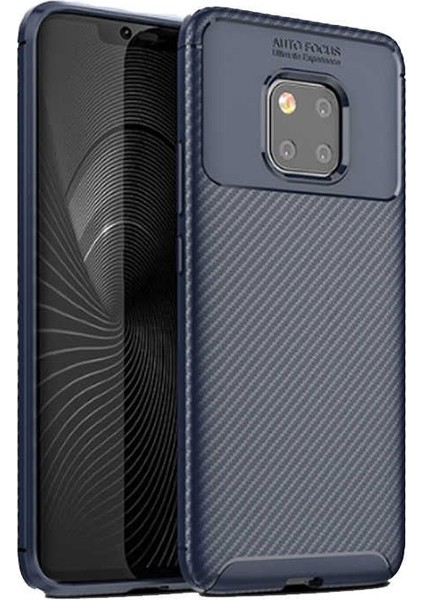 Huawei Mate 20 Pro Karbon Görünüm Negro Silikon Kılıf Ekran Koruyucu