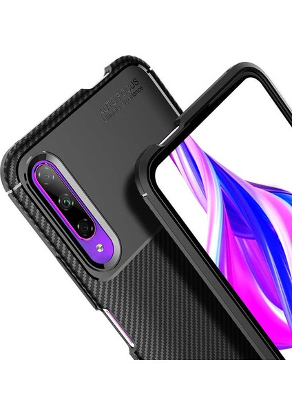 Huawei P Smart Pro Karbon Görünüm Negro Silikon Kılıf Ekran Koruyucu