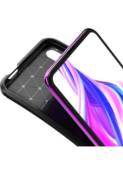 Huawei P Smart Pro Karbon Görünüm Negro Silikon Kılıf Ekran Koruyucu