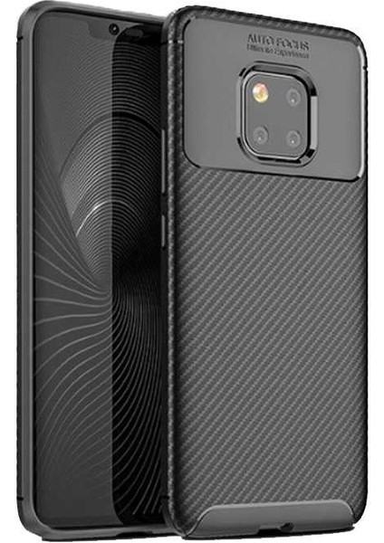 Huawei Mate 20 Pro Karbon Görünüm Negro Silikon Kılıf Ekran Koruyucu
