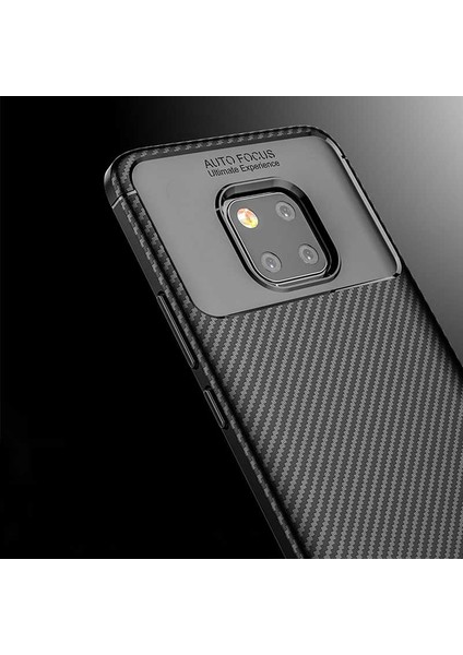 Huawei Mate 20 Pro Karbon Görünüm Negro Silikon Kılıf Ekran Koruyucu