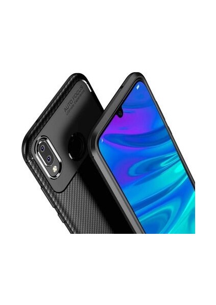 Huawei P Smart 2019 Karbon Görünüm Negro Silikon Kılıf Ekran Koruyucu