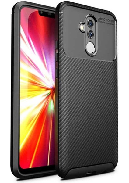 Huawei Mate 20 Lite Karbon Görünüm Negro Silikon Kılıf Ekran Koruyucu