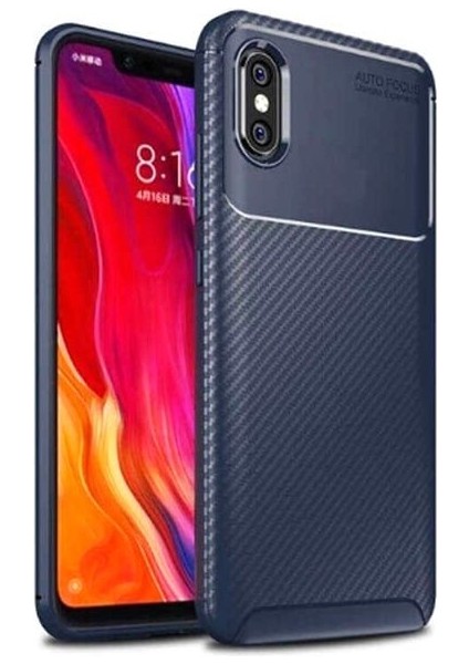 Xiaomi Mi 8 Pro Karbon Görünüm Negro Silikon Kılıf Ekran Koruyucu