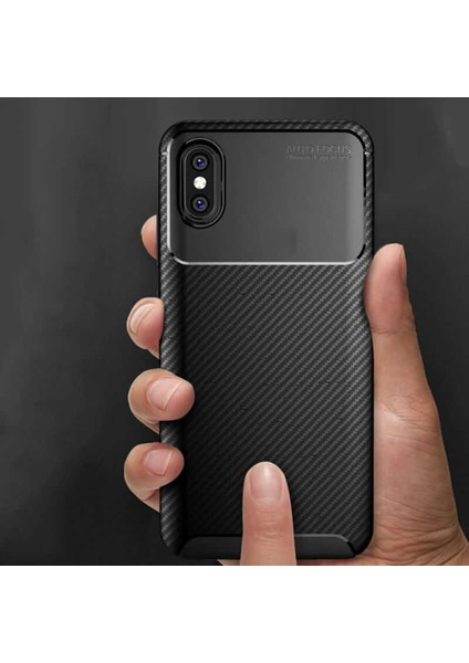Xiaomi Mi 8 Pro Karbon Görünüm Negro Silikon Kılıf Ekran Koruyucu