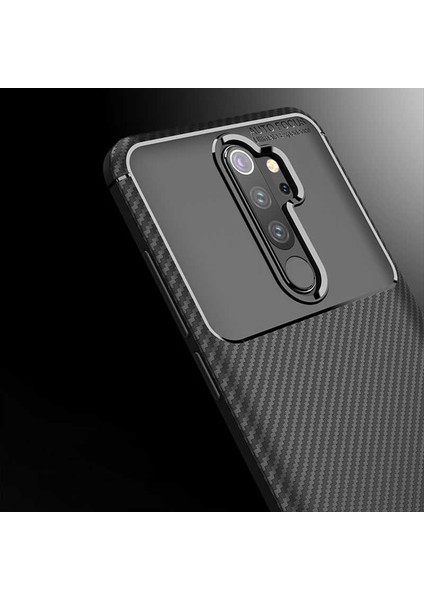 Xiaomi Redmi Note 8 Pro Karbon Görünüm Negro Silikon Kılıf Ekran Koruyucu