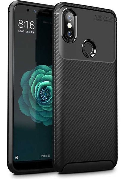 Xiaomi Mi A2 Karbon Görünüm Negro Silikon Kılıf Ekran Koruyucu