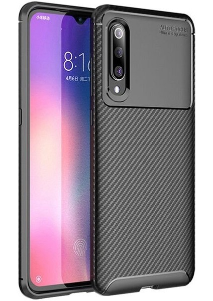 Xiaomi Mi A3 Karbon Görünüm Negro Silikon Kılıf Kırılmaz Ekran Koruyucu