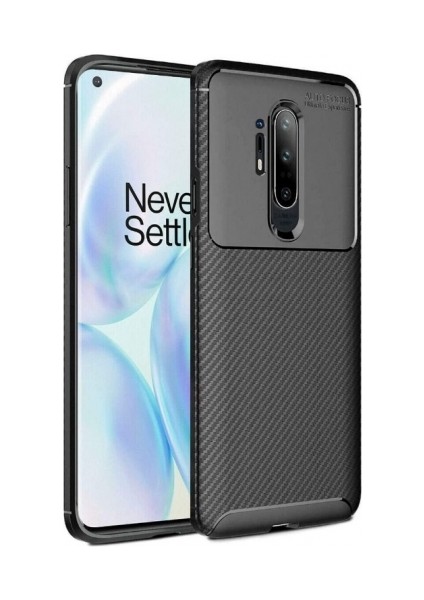 One Plus 8 Pro Karbon Görünüm Negro Silikon Kılıf Ekran Koruyucu