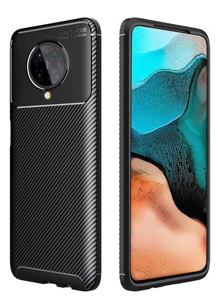 Xiaomi Poco F2 Pro Karbon Görünüm Negro Silikon Kılıf Ekran Koruyucu