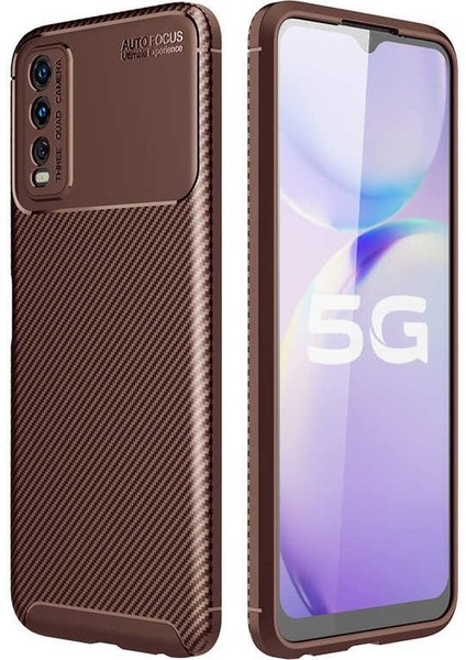 Vivo Y11S Karbon Görünüm Negro Silikon Kılıf Ekran Koruyucu