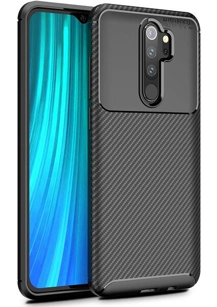 Xiaomi Redmi Note 8 Pro Karbon Görünüm Negro Silikon Kılıf Ekran Koruyucu