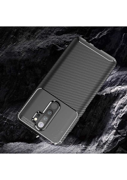 Xiaomi Redmi Note 8 Pro Karbon Görünüm Negro Silikon Kılıf Ekran Koruyucu