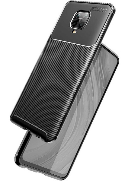 Xiaomi Redmi Note 9 Pro Karbon Görünüm Negro Silikon Kılıf Ekran Koruyucu