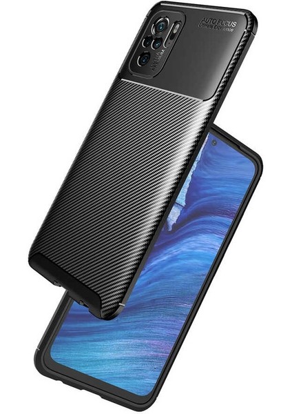 Xiaomi Redmi Note 10S Karbon Görünüm Negro Silikon Kılıf Ekran Koruyucu