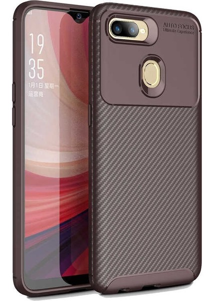 Oppo A5S Karbon Görünüm Negro Silikon Kılıf Kırılmaz Ekran Koruyucu