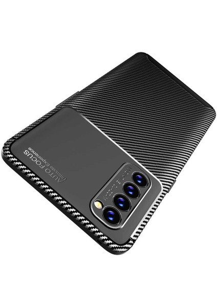 Oppo Reno 4 Pro (CPH2109) Karbon Görünüm Negro Silikon Kılıf Ekran Koruyucu