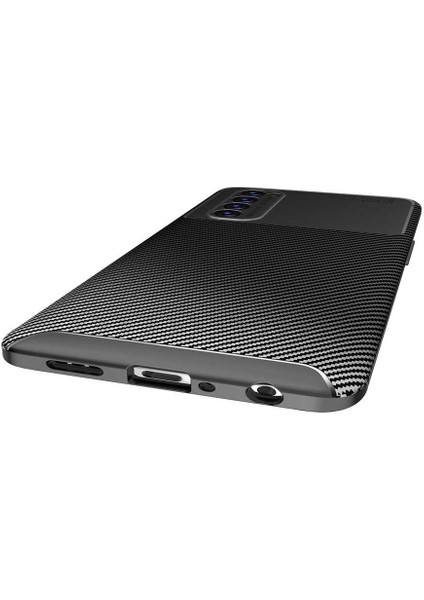 Oppo Reno 4 Pro (CPH2109) Karbon Görünüm Negro Silikon Kılıf Ekran Koruyucu