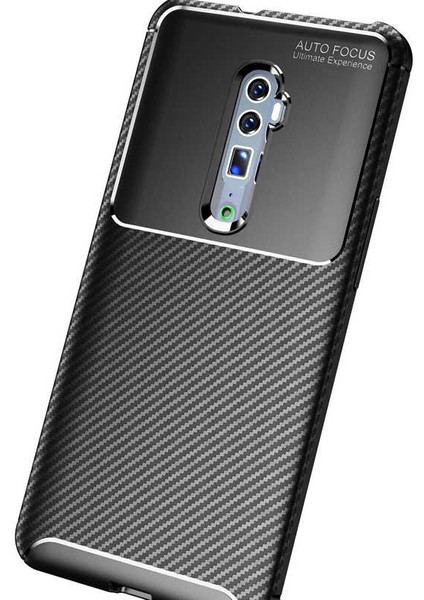 Oppo Reno 10X Zoom Karbon Görünüm Negro Silikon Kılıf Ekran Koruyucu
