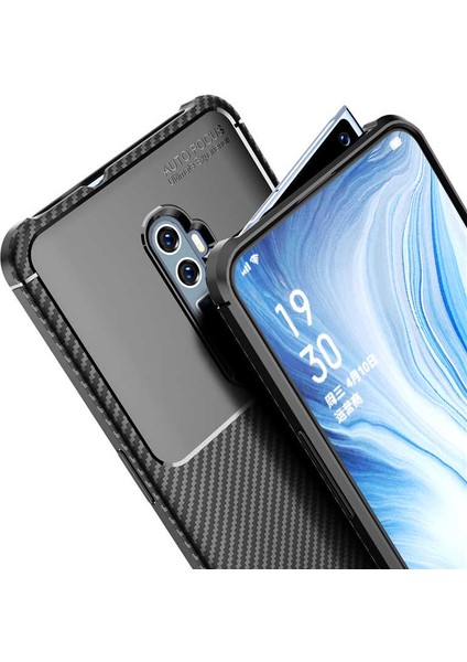 Oppo Reno 10X Zoom Karbon Görünüm Negro Silikon Kılıf Ekran Koruyucu