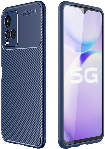 Vivo Y33S Karbon Görünüm Negro Silikon Kılıf Ekran Koruyucu