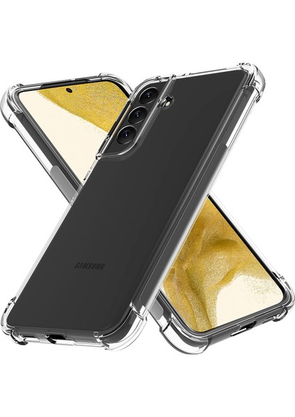 CaseWorld Samsung Galaxy S22 Plus Kapak Kamera Korumalı Şeffaf Airbag Antishock Köşe Korumalı Silikon Kılıf