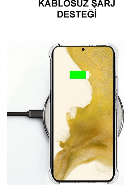 CaseWorld Samsung Galaxy S22 Plus Kapak Kamera Korumalı Şeffaf Airbag Antishock Köşe Korumalı Silikon Kılıf