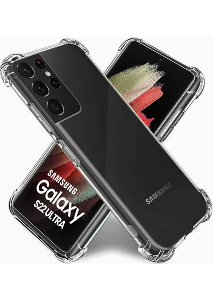 Case World Samsung Galaxy S22 Ultra Kapak Kamera Korumalı Şeffaf Airbag Antishock Köşe Korumalı Silikon Kılıf