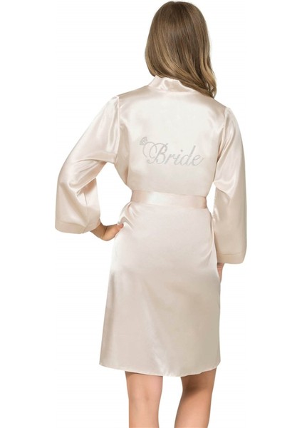 Gold Kısa Saten Bride Sabahlık