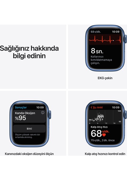 Watch Series 7 Gps + Cellular, 41MM Mavi Alüminyum Kasa ve Mavi Spor Kordon - MKHU3TU/A
