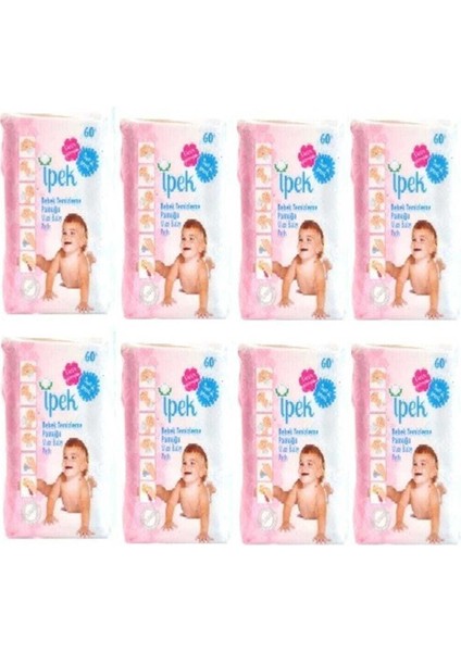 Ipek Maxi Bebek Temizleme Pamuğu 60'lı x 8 Paket