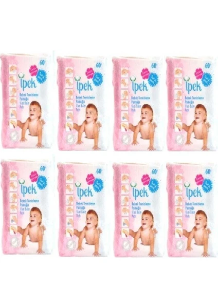 Ipek Maxi Bebek Temizleme Pamuğu 60'lı x 8 Paket