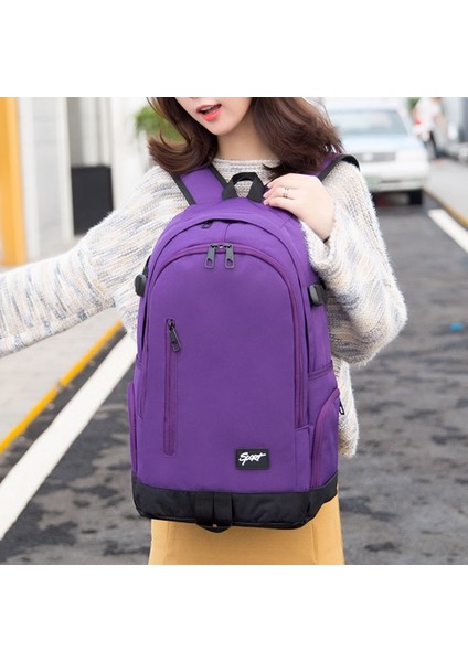 Büyük Kapasiteli Öğrenci Omuz Çantası Mor (Yurt Dışından)