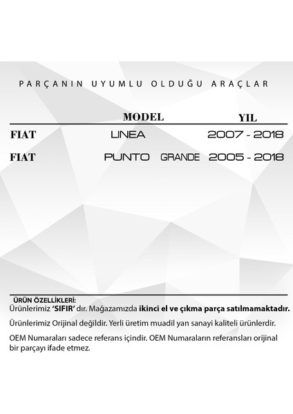 Fiat Linea, Punto Grande Için Yan Sol Kalorifer Difüzörü