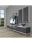 Eko 5200D Mdf Krom Ayaklı Tv Ünitesi Tv Sehpası - Beyaz - Antrasit 1