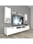 Eko 5220DA Mdf Krom Ayaklı Tv Ünitesi Tv Sehpası - Parlak Beyaz 1