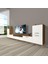Eko 9220 Slm Krom Ayaklı Tv Ünitesi Tv Sehpası - Ceviz - Beyaz 1