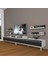 Ekoflex 360R Mdf Krom Ayaklı Tv Ünitesi Tv Sehpası - Beyaz - Siyah 1